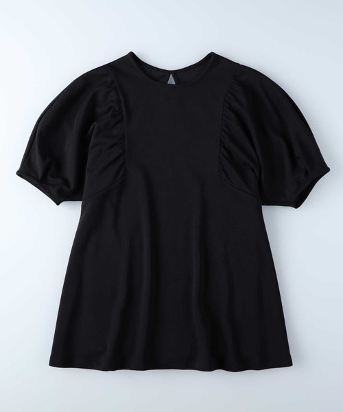 HONEYSUCKLE ROSE(ハニーサックルローズ)の「HONEYSUCKLE ROSE(ハニーサックルローズ)ドレスTギャザー半袖T(Tシャツ/カットソー・レディース・ブラック/ホワイト/ダークグレー・S/L/XL/M)」の15枚目の写真