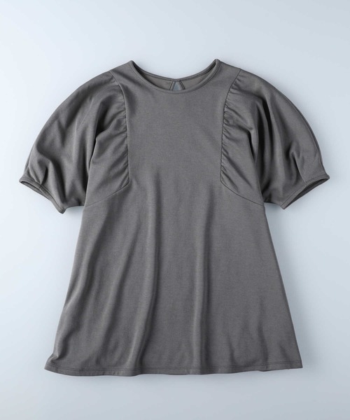 HONEYSUCKLE ROSE(ハニーサックルローズ)の「HONEYSUCKLE ROSE(ハニーサックルローズ)ドレスTギャザー半袖T(Tシャツ/カットソー・レディース・ブラック/ホワイト/ダークグレー・S/L/XL/M)」の17枚目の写真