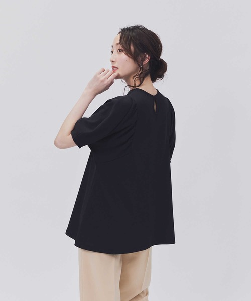 HONEYSUCKLE ROSE(ハニーサックルローズ)の「HONEYSUCKLE ROSE(ハニーサックルローズ)ドレスTギャザー半袖T(Tシャツ/カットソー・レディース・ブラック/ホワイト/ダークグレー・S/L/XL/M)」の7枚目の写真