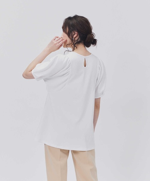 HONEYSUCKLE ROSE(ハニーサックルローズ)の「HONEYSUCKLE ROSE(ハニーサックルローズ)ドレスTギャザー半袖T(Tシャツ/カットソー・レディース・ブラック/ホワイト/ダークグレー・S/L/XL/M)」の5枚目の写真