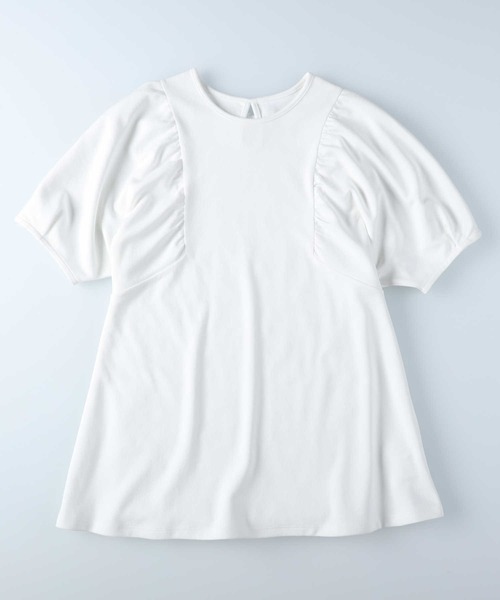 HONEYSUCKLE ROSE(ハニーサックルローズ)の「HONEYSUCKLE ROSE(ハニーサックルローズ)ドレスTギャザー半袖T(Tシャツ/カットソー・レディース・ブラック/ホワイト/ダークグレー・S/L/XL/M)」の13枚目の写真