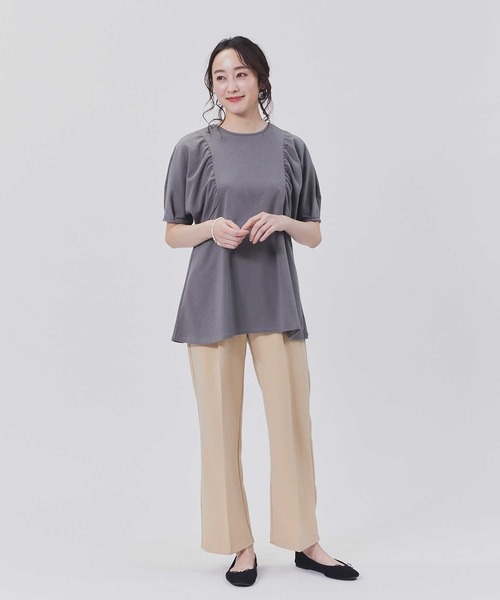 HONEYSUCKLE ROSE(ハニーサックルローズ)の「HONEYSUCKLE ROSE(ハニーサックルローズ)ドレスTギャザー半袖T(Tシャツ/カットソー・レディース・ブラック/ホワイト/ダークグレー・S/L/XL/M)」の11枚目の写真