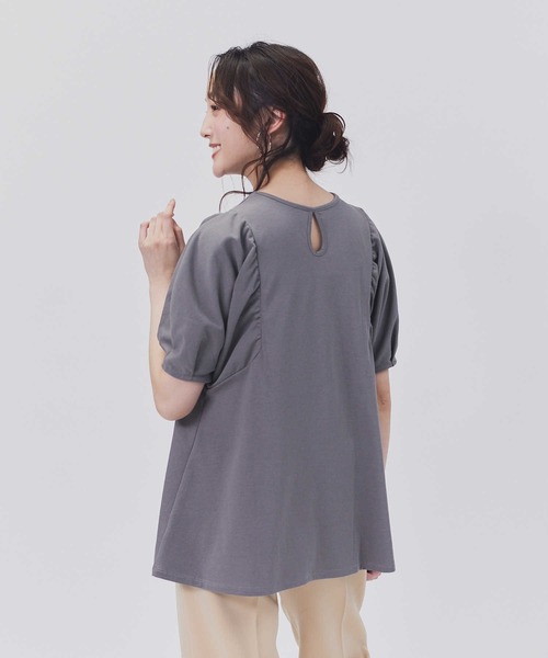 HONEYSUCKLE ROSE(ハニーサックルローズ)の「HONEYSUCKLE ROSE(ハニーサックルローズ)ドレスTギャザー半袖T(Tシャツ/カットソー・レディース・ブラック/ホワイト/ダークグレー・S/L/XL/M)」の12枚目の写真