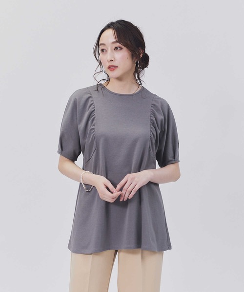 安いそれに目立つ セール】【HONEYSUCKLE ROSE】ドレスTギャザー半袖T（Tシャツ トップス