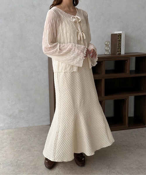 apres jour clair（アプレジュールクレア）の「【apres jour clair】ジャガードマーメイドキャミワンピース【ZOZOTOWN限定アイテム】（ワンピース・レディース・アイボリー/ブラック/ダークブラウン・X-LARGE/フリー）」の4枚目の写真