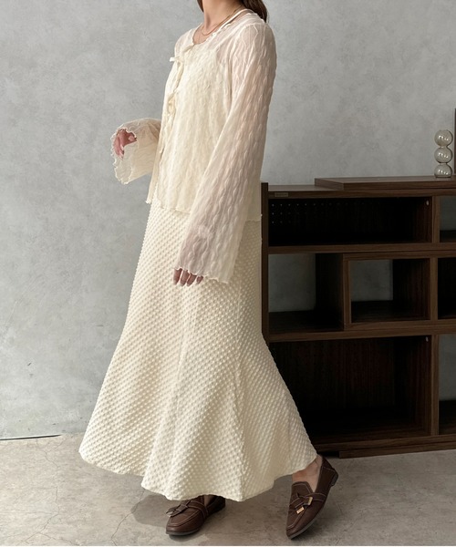 apres jour clair（アプレジュールクレア）の「【apres jour clair】ジャガードマーメイドキャミワンピース【ZOZOTOWN限定アイテム】（ワンピース・レディース・アイボリー/ブラック/ダークブラウン・X-LARGE/フリー）」の5枚目の写真