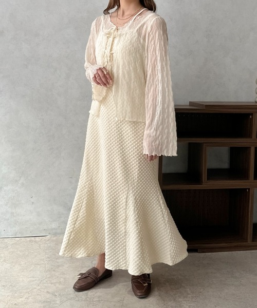 apres jour clair（アプレジュールクレア）の「【apres jour clair】ジャガードマーメイドキャミワンピース【ZOZOTOWN限定アイテム】（ワンピース・レディース・アイボリー/ブラック/ダークブラウン・X-LARGE/フリー）」の7枚目の写真