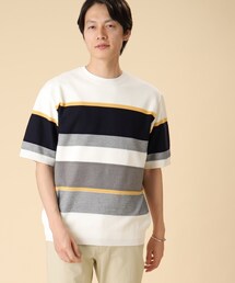 ◆【Sサイズ~】パネルボーダー ニット Tシャツ