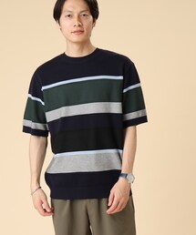 ◆【Sサイズ~】パネルボーダー ニット Tシャツ