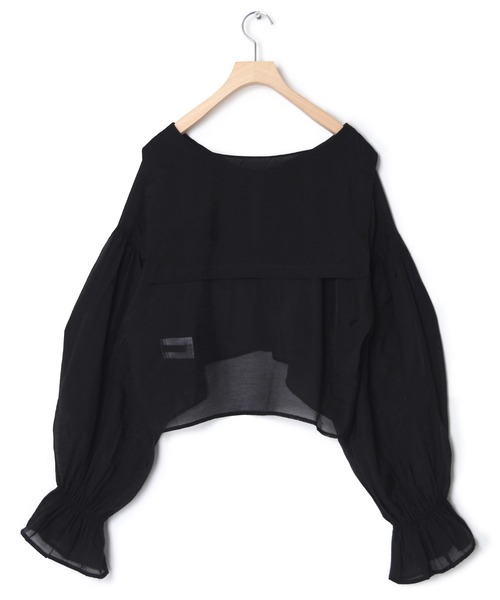 w closet(ダブルクローゼット)の「シアーセーラーカラーブラウス(シャツ/ブラウス・レディース・ブラック/オフホワイト/サックスブルー/オレンジ・FREE)」の9枚目の写真