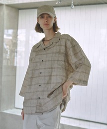 DOOPZ | linen check oversizd shirt-リネンチェックオーバーシャツ (シャツ/ブラウス)