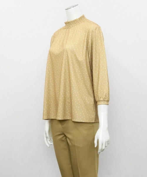 TOKYO SHIRTS(トウキョウシャツ)の「ランダムドット シャーリングネック 七分袖ブラウス(シャツ/ブラウス・レディース・ネイビー/オフホワイト/ベージュ・L/M)」の16枚目の写真