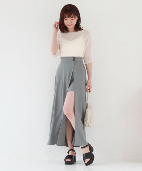 archives（アルシーヴ）の「シアー楊柳半袖ブラウス（Tシャツ/カットソー・レディース・ブラック/グレー/ピンク/グリーン/アイボリー・MEDIUM）」の11枚目の写真