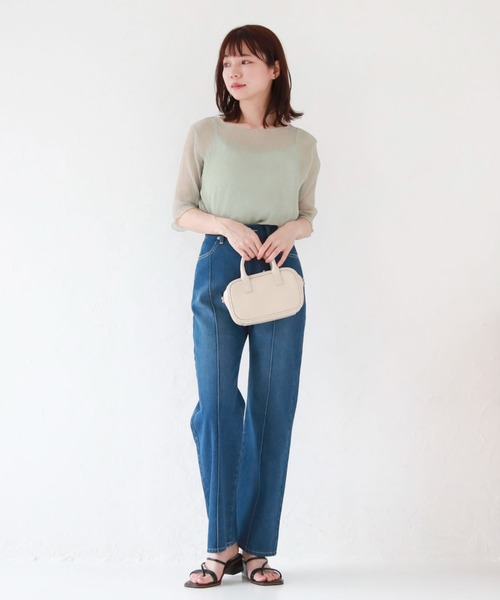 archives（アルシーヴ）の「シアー楊柳半袖ブラウス（Tシャツ/カットソー・レディース・ブラック/グレー/ピンク/グリーン/アイボリー・MEDIUM）」の22枚目の写真