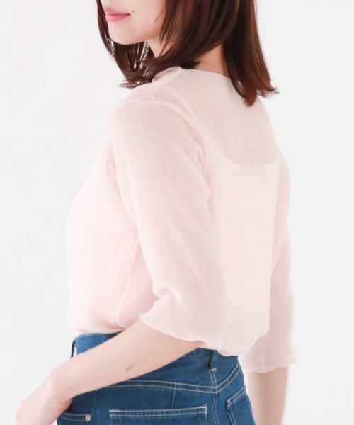 archives（アルシーヴ）の「シアー楊柳半袖ブラウス（Tシャツ/カットソー・レディース・ブラック/グレー/ピンク/グリーン/アイボリー・MEDIUM）」の15枚目の写真