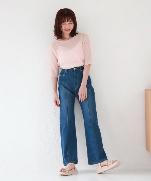 archives（アルシーヴ）の「シアー楊柳半袖ブラウス（Tシャツ/カットソー・レディース・ブラック/グレー/ピンク/グリーン/アイボリー・MEDIUM）」の18枚目の写真