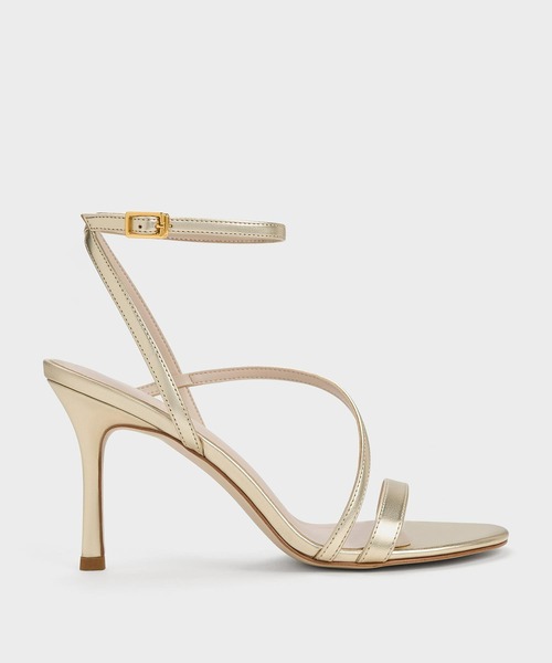 CHARLES & KEITH(チャールズ & キース)の「アシメトリック ストラッピーヒールサンダル(サンダル・レディース・ブラック/オフホワイト/ゴールド・23cm/23.5cm/24.5cm/25cm/25.5cm/22.5cm)」の10枚目の写真