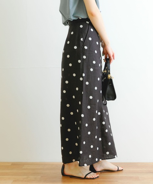 ランダムドットリネンスカート