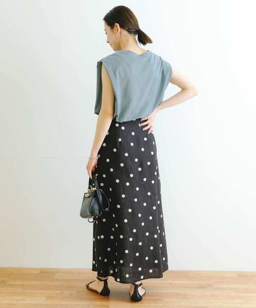 ランダムドットリネンスカート