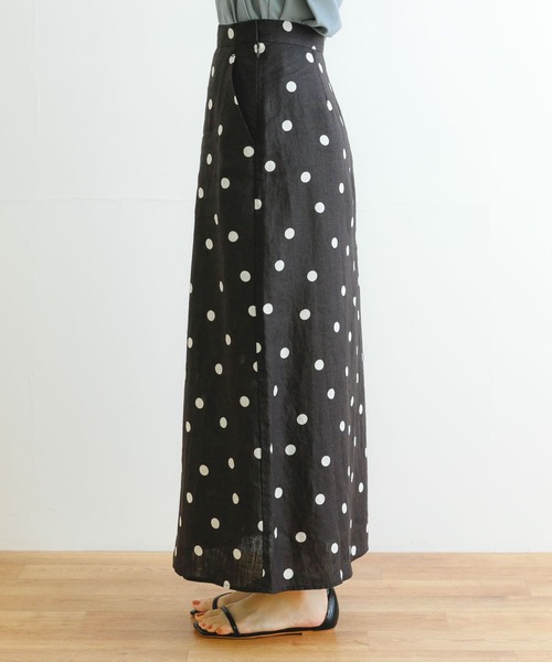 ランダムドットリネンスカート