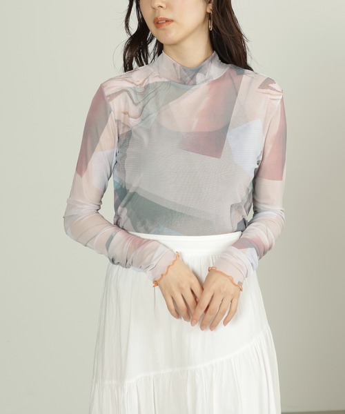 FREE'S MART(フリーズマート)の「◇シアー柄ハイネックカットソー(Tシャツ/カットソー・レディース・ベージュ系その他・FREE)」の4枚目の写真