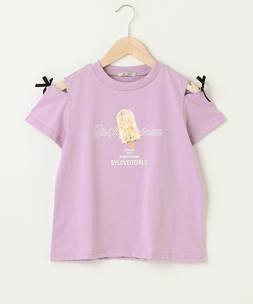 by LOVEiT（バイラビット）の「アイスバー肩スリットTシャツ（Tシャツ/カットソー・キッズ・オフホワイト/ラベンダー/ミント・120cm/130cm/140cm/150cm/160cm）」の3枚目の写真