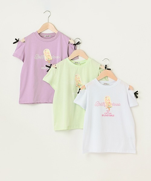 by LOVEiT（バイラビット）の「アイスバー肩スリットTシャツ（Tシャツ/カットソー・キッズ・オフホワイト/ラベンダー/ミント・120cm/130cm/140cm/150cm/160cm）」の11枚目の写真