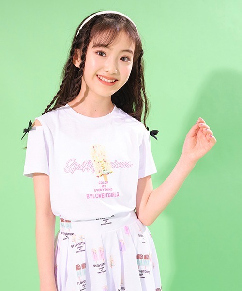 by LOVEiT（バイラビット）の「アイスバー肩スリットTシャツ（Tシャツ/カットソー・キッズ・オフホワイト/ラベンダー/ミント・120cm/130cm/140cm/150cm/160cm）」の12枚目の写真