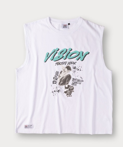 VISION STREET WEAR(ヴィジョンストリートウェア)の「【VISION STREET WEAR/ヴィジョンストリートウェア】スケーターフォトノースリーブTシャツ/ビッグシルエット(Tシャツ/カットソー・メンズ・ホワイト/チャコールグレー/アッシュグレー・M/L/XL)」の10枚目の写真