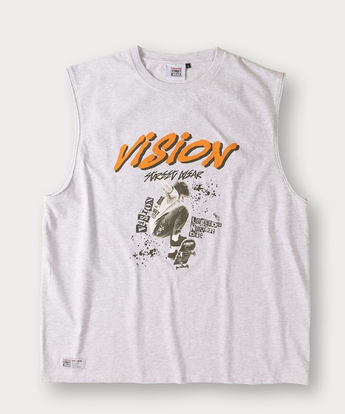 VISION STREET WEAR(ヴィジョンストリートウェア)の「【VISION STREET WEAR/ヴィジョンストリートウェア】スケーターフォトノースリーブTシャツ/ビッグシルエット(Tシャツ/カットソー・メンズ・ホワイト/チャコールグレー/アッシュグレー・M/L/XL)」の9枚目の写真