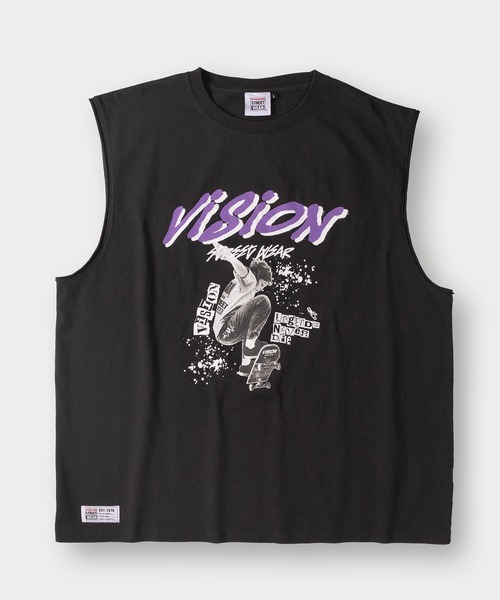 VISION STREET WEAR(ヴィジョンストリートウェア)の「【VISION STREET WEAR/ヴィジョンストリートウェア】スケーターフォトノースリーブTシャツ/ビッグシルエット(Tシャツ/カットソー・メンズ・ホワイト/チャコールグレー/アッシュグレー・M/L/XL)」の11枚目の写真