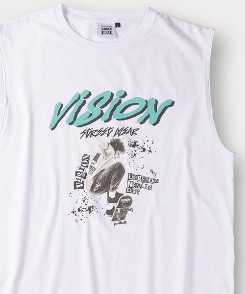 VISION STREET WEAR(ヴィジョンストリートウェア)の「【VISION STREET WEAR/ヴィジョンストリートウェア】スケーターフォトノースリーブTシャツ/ビッグシルエット(Tシャツ/カットソー・メンズ・ホワイト/チャコールグレー/アッシュグレー・M/L/XL)」の4枚目の写真