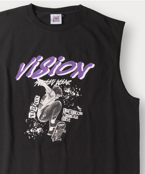 VISION STREET WEAR(ヴィジョンストリートウェア)の「【VISION STREET WEAR/ヴィジョンストリートウェア】スケーターフォトノースリーブTシャツ/ビッグシルエット(Tシャツ/カットソー・メンズ・ホワイト/チャコールグレー/アッシュグレー・M/L/XL)」の6枚目の写真