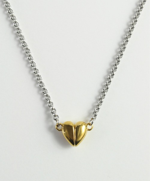 ieLS（イエルズ）の「金属アレルギー対応「ieLS」ステンレス　ミニハートマグネットネックレス　LSN231006（ネックレス・メンズ・シルバー/ゴールド/シルバー×ゴールド・40cm/50cm）」の7枚目の写真