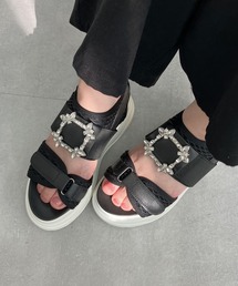 KOBE LETTUCE | ビジューベルクロ厚底サンダル(サンダル)