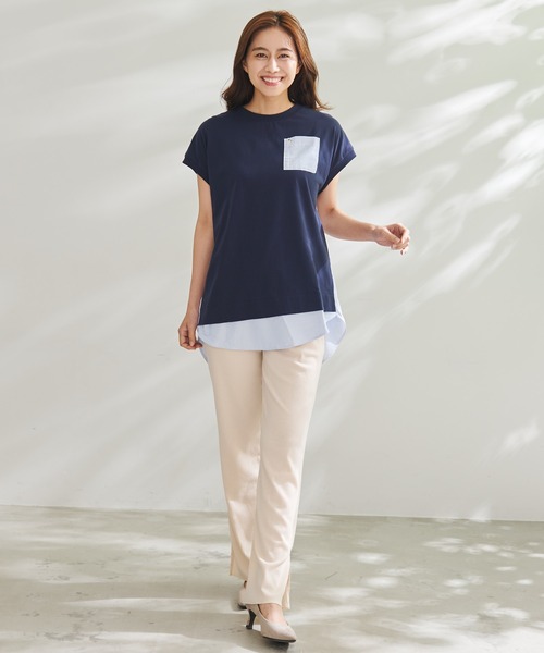 Arnold Palmer（アーノルドパーマー）の「セルフカット テレコリブ セミフレアパンツ（その他パンツ・レディース・ネイビー/ブラック/アイボリー・L/M）」の9枚目の写真