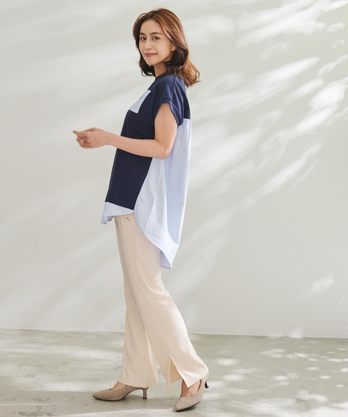 Arnold Palmer（アーノルドパーマー）の「セルフカット テレコリブ セミフレアパンツ（その他パンツ・レディース・ネイビー/ブラック/アイボリー・L/M）」の10枚目の写真