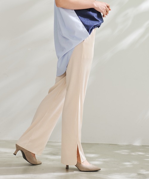 Arnold Palmer（アーノルドパーマー）の「セルフカット テレコリブ セミフレアパンツ（その他パンツ・レディース・ネイビー/ブラック/アイボリー・L/M）」の7枚目の写真