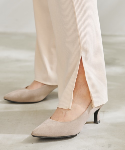 Arnold Palmer（アーノルドパーマー）の「セルフカット テレコリブ セミフレアパンツ（その他パンツ・レディース・ネイビー/ブラック/アイボリー・L/M）」の5枚目の写真