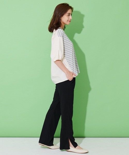 Arnold Palmer（アーノルドパーマー）の「セルフカット テレコリブ セミフレアパンツ（その他パンツ・レディース・ネイビー/ブラック/アイボリー・L/M）」の15枚目の写真