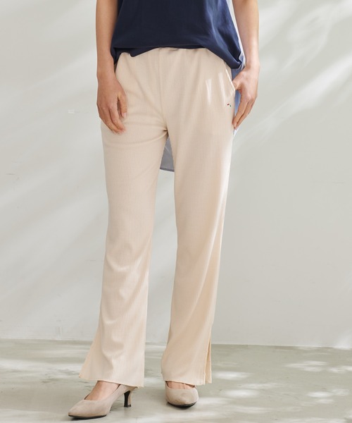 Arnold Palmer（アーノルドパーマー）の「セルフカット テレコリブ セミフレアパンツ（その他パンツ・レディース・ネイビー/ブラック/アイボリー・L/M）」の6枚目の写真