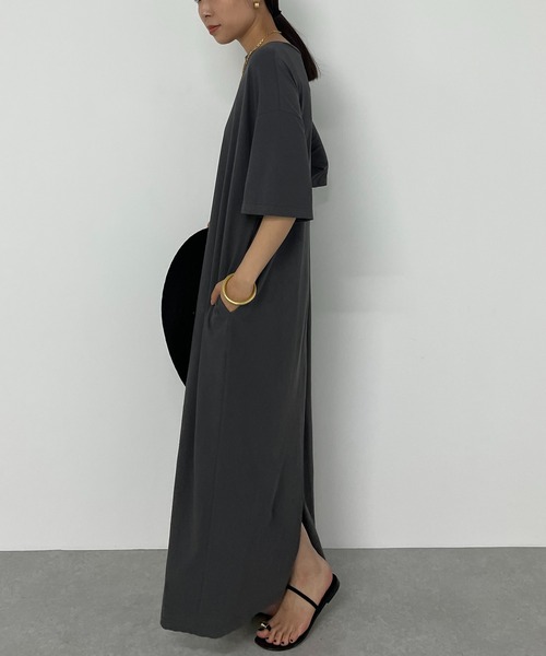 即納Loungedressラウンジドレス　リラックスカットワンピース　ブラウン 即納Loungedressラウンジドレス リラックスカットワンピース