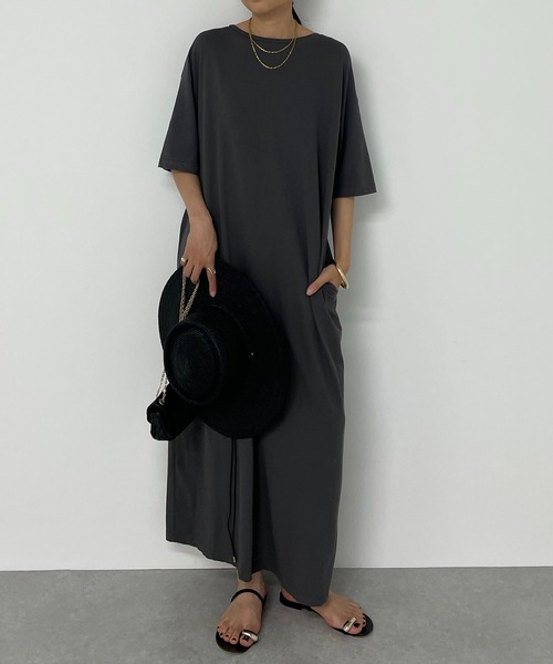 即納Loungedressラウンジドレス　リラックスカットワンピース　ブラック LOUNGEDRESS（ラウンジドレス）の「リラックスカットワンピース