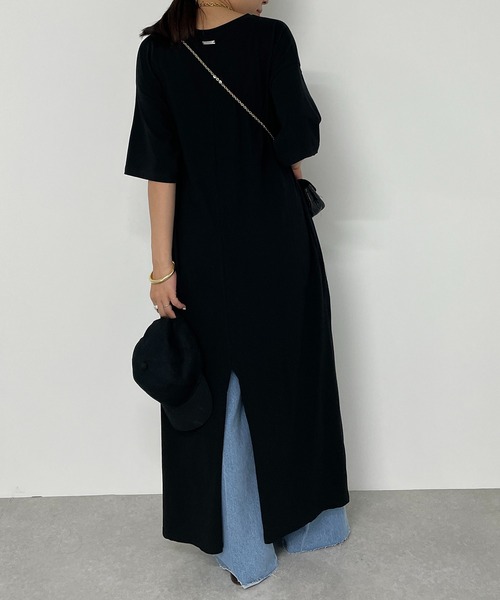 即納Loungedressラウンジドレス　リラックスカットワンピース　ブラック LOUNGEDRESS（ラウンジドレス）の「リラックスカットワンピース