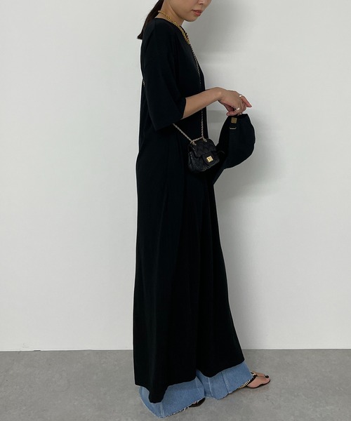 即納Loungedressラウンジドレス リラックスカットワンピース ブラック LOUNGEDRESS(ラウンジドレス)の「リラックスカットワンピース