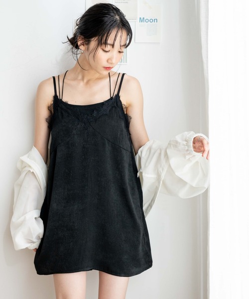 WEGO（ウィゴー）の「WEGO/ランジェリーキャミワンピ（ワンピース・レディース・ブラック/その他1・FREE）」の2枚目の写真