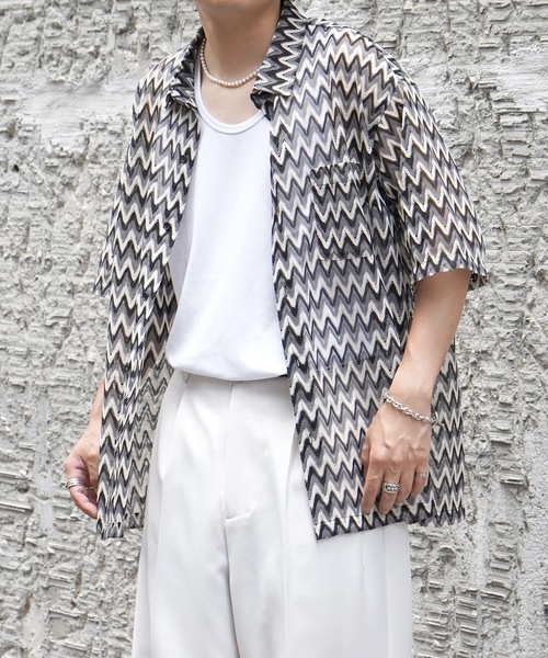 Confirm（コンファーム）の「レースシアー半袖ルーズシャツ【Confirm】（シャツ/ブラウス・メンズ・ベージュ/アイボリー/ブラック/ホワイト・M/L）」の22枚目の写真