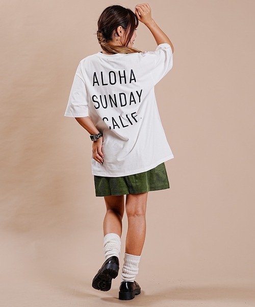 ALOHA SUNDAY（アロハサンデー）の「【ムラサキスポーツ別注】ALOHA SUNDAY/アロハサンデー デザインTシャツ AS-MS-003（Tシャツ/カットソー・レディース・ブラック/ホワイト・L/M）」の9枚目の写真