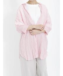 Samansa Mos2 | シアーワッシャーストライプシャツチュニック(チュニック)