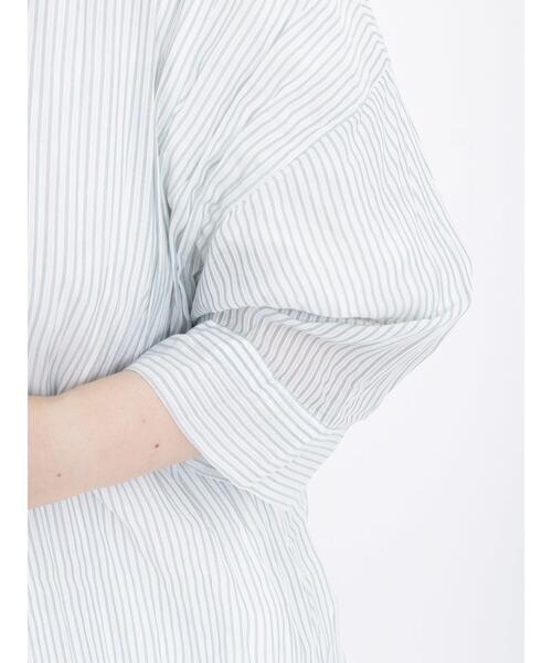 Samansa Mos2（サマンサ モスモス）の「シアーワッシャーストライプシャツチュニック（チュニック・レディース・グリーン/モカ/ブルー/レッド・F）」の21枚目の写真